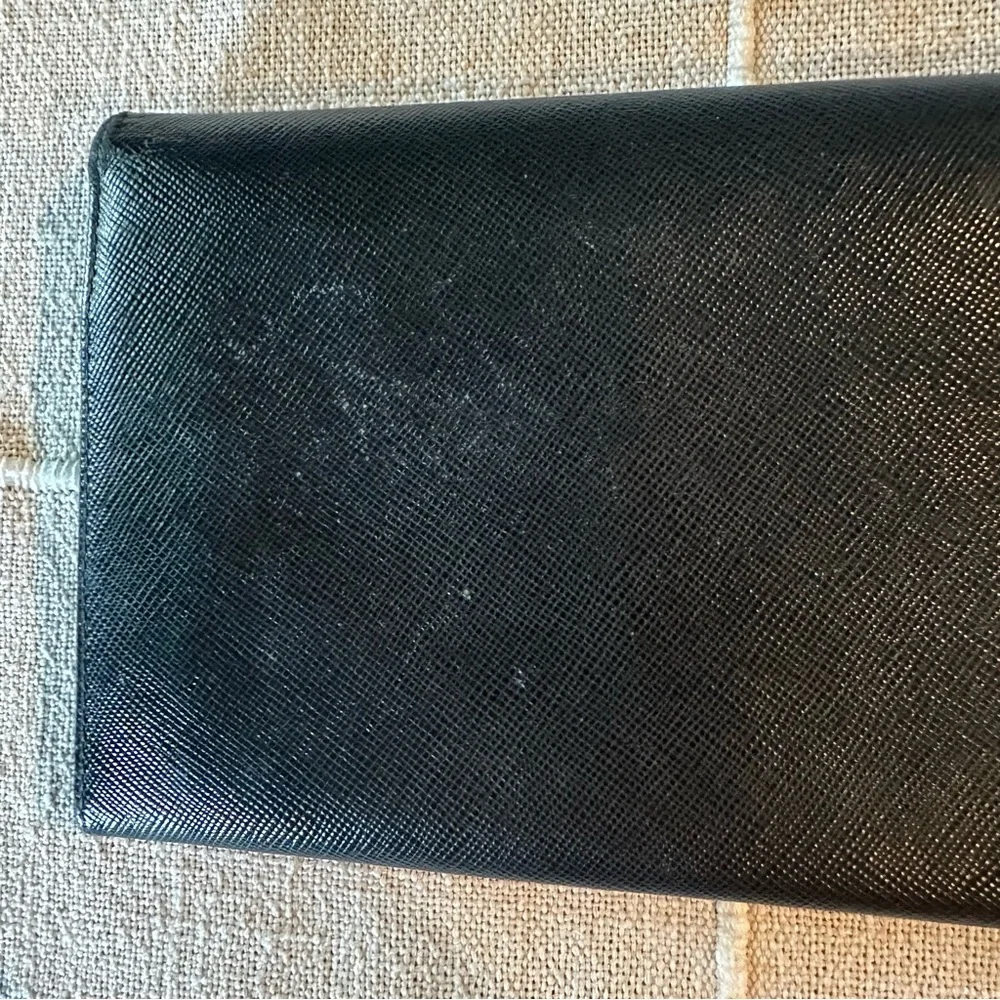 Prada | Portafoglio Portamon Saffiano Leather Nero Long Snap Button Wallet - Picture 6 of 16